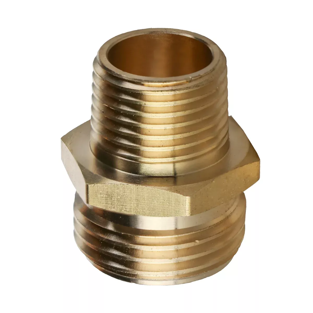 1-2-mpt-x-3-4-mht-brass-adapter-53261 1/2" MPT x 3/4" MHT Brass Adapter | 53261