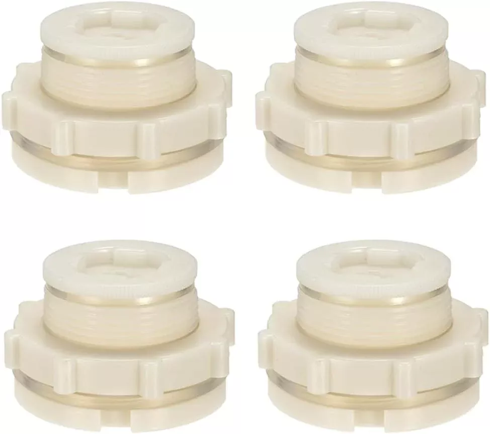 1-25-female-abs-bulkhead-fitting-plastic-water-tank-connector-adapter-fitting-wi 1.25" Female ABS Bulkhead Fitting, Plastic Water Tank Connector Adapter Fitting with Plugs for Outdoor rain Barrel Garden Hose Adapter Spigot kit Water Tank Gallon Drain Bucket(Set of 2)