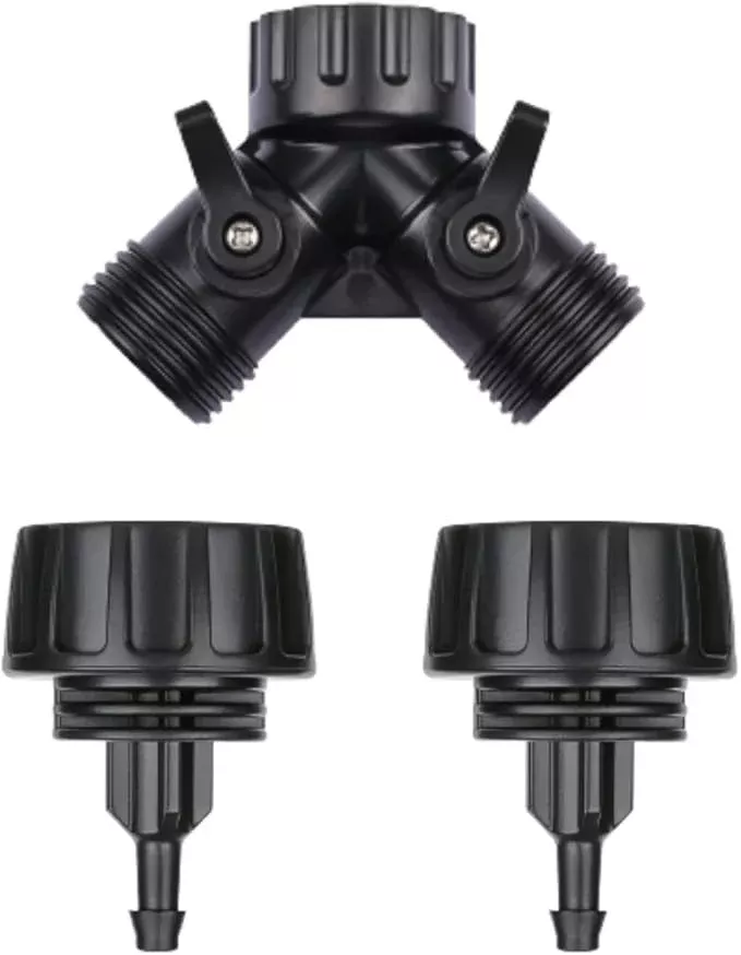 1-4-inch-drip-irrigation-tubing-fitting-to-faucet-adapter-connector-2-way-y-spli 1/4 Inch Drip Irrigation Tubing Fitting to Faucet Adapter Connector, 2 Way Y Splitter for 3/4" Inch Garden Hose to 1/4 Inch Drip Irrigation Hose