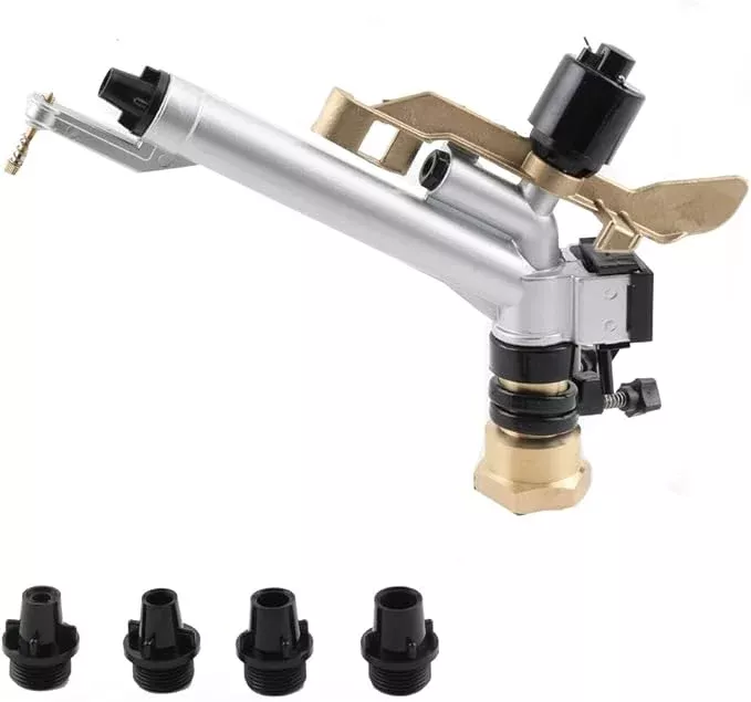 1-5-360-adjustable-impact-spray-gun-sprinkler-with-nozzle-set-water-spray-gun-la 1.5" 360° Adjustable Impact Spray Gun Sprinkler with Nozzle Set, Water Spray Gun Large-Area Agriculture Irrigation Spray Gun Watering Sprinkler for Garden Farm Lawn