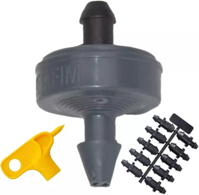 1-gph-netafim-woodpecker-jr-pressure-compensating-dripper-emitters-35-pack-kit-w 1 GPH Netafim Woodpecker Jr Pressure Compensating Dripper Emitters (35-Pack) Kit with Hole Punch Tool and Goof Plugs for Drip Irrigation Systems