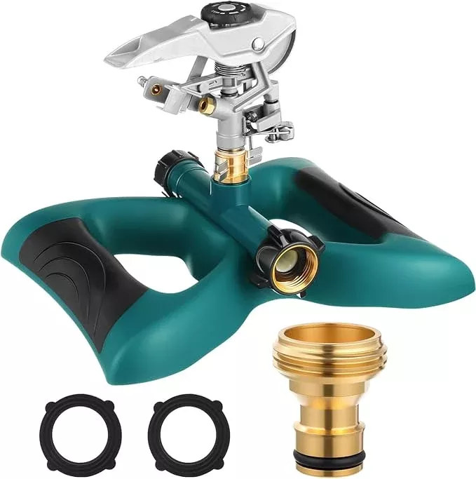 1-packs-lawn-impact-sprinkler-heavy-duty-rotating-adjustable-pulsating-water-spr 1 Packs Lawn Impact Sprinkler Heavy Duty Rotating Adjustable Pulsating Water Sprinkler Head with Metal Base, Adjustable Spraying Area and Distance for Large Area Garden Lawn Yard Irrigation