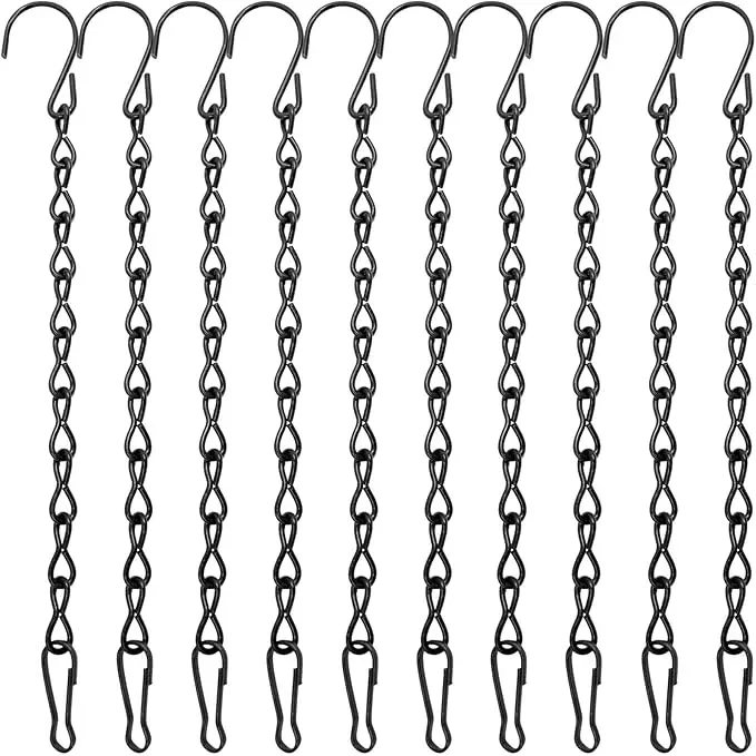 10-pack-9-5-inch-black-hanging-chains-garden-plant-hangers-hanging-bird-feeders- 10 Pack 9.5 Inch Black Hanging Chains, Garden Plant Hangers for Hanging Bird Feeders, Billboards, Chalkboards, Basket, Planters, Lanterns, Wind Chimes and Decorative Ornaments Etc
