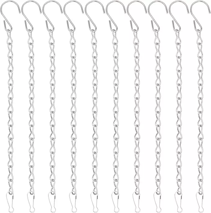10-pack-9-5-inch-silver-hanging-chains-hanging-bird-feeders-bird-houses-planters 10 Pack 9.5 Inch Silver Hanging Chains for Hanging Bird Feeders, Bird Houses, Planters, Baskets, Birdbaths, Lanterns, Wind Chimes, Billboards, Signs and Ornaments