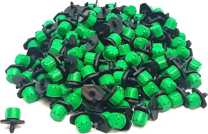 100-pack-360-degree-1-4-inch-universal-barbed-drip-emitter-adjustable-flow-0-18- (100-PACK) - 360 Degree 1/4" Inch Universal Barbed Drip Emitter - Adjustable Flow 0-18.5 GPH Fit 1/4 (4-7mm) Drip Irrigation Tubing - Professional Grade Drippers for Drip Irrigation