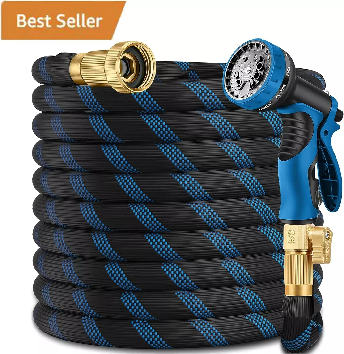100ft-garden-hose-water-hoses-w-10-function-spray-nozzle-2025-new-superior-stren 100ft Garden Hose - Water Hoses w/10 Function Spray Nozzle, 2025 New Superior Strength Flexible Hose, 3/4" Brass Connectors- Leakproof Lightweight Water Pipe for Gardening(Blue Black)
