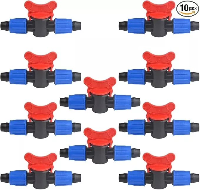 10pack-1-2-inch-drip-irrigation-shut-off-valve-universal-drip-irrigation-tubing- 10Pack 1/2 Inch Drip Irrigation Shut-Off Valve Universal Drip Irrigation Tubing Coupling Valve Drip Connector Fitting Compatible with 16 to 17 mm Drip Tape Tubing Sprinkler System (Blue Red)