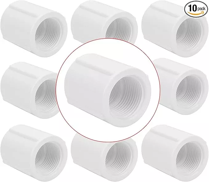 10pack-3-4-double-female-thread-pvc-pipe-coupling-adapter-pipe-fitting-connector 10Pack 3/4" Double Female Thread PVC Pipe Coupling Adapter Pipe Fitting Connector (Female x Female) SCH40 3/4Inch PVC Female Threaded Pipe Coupling for Sprinkler,Irrigation,Swimming Pools