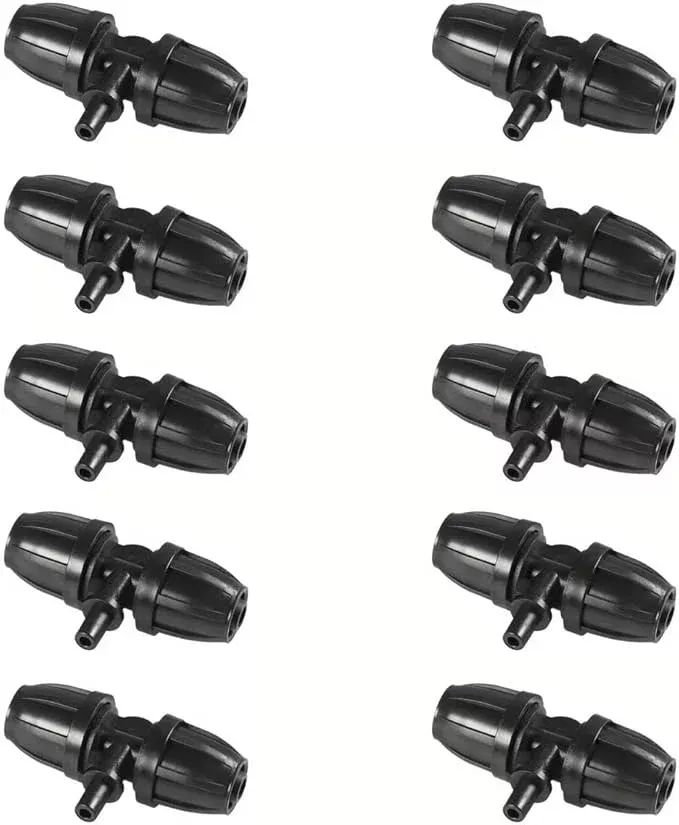 10pcs-5-16-inch-irrigation-fittings-5-16-id-x0-43-0-47-od-tubing-1-4-inch-irriga 10PCS 5/16 Inch Irrigation Fittings For (5/16" ID X0.43-0.47" OD) Tubing- 1/4 inch Irrigation Tubing, Anti-Drop Locked Barbed Reducing Tee For Drip Hose (BLACK)