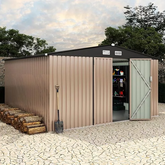 10x12-ft-metal-storage-sheds-outdoor-with-floor-metal-yard-sheds-garden-shed-kit 10x12 FT Metal Storage Sheds Outdoor with Floor, Metal Yard Sheds Garden Shed Kit, MetalTool Shed with Lockable Door, Metals UtilitySheds Buildings with Air Vent for Backyard Garden Patio Lawn