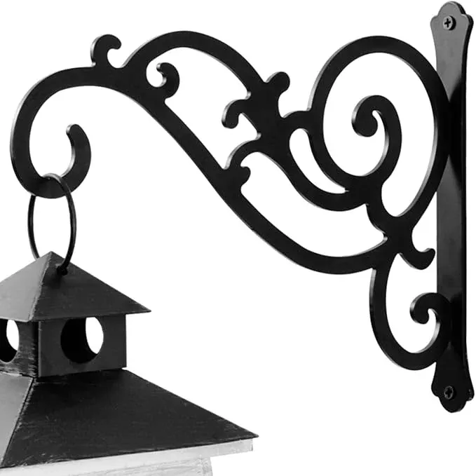 11-inch-outdoor-decorative-metal-wall-hook-hanging-lantern-plant-bird-feeder-bla 11-Inch Outdoor Decorative Metal Wall Hook for Hanging Lantern Plant Bird Feeder, Black