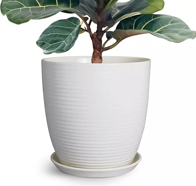 12-inch-ceramic-planter-pot-large-planter-pot-with-drainage-hole-saucer-round-fl 12 Inch Ceramic Planter Pot, Large Planter Pot with Drainage Hole and Saucer Round Flower Pot for Indoor Outdoor Plants, White