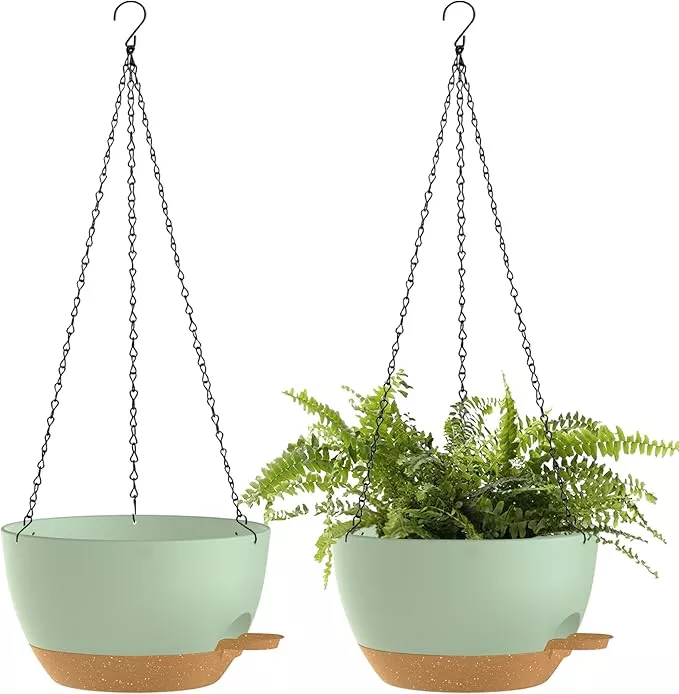 12-inch-hanging-baskets-2-pc-with-chains-self-watering-hanging-planters-indoor-o 12 Inch Hanging Baskets 2 PC with Chains, Self-Watering Hanging Planters for Indoor Outdoor Plants, Plastic Hanging Flower Pots,White