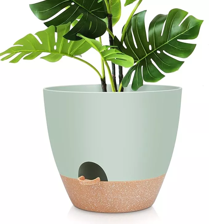 12 inch Large Self Watering Plant Pots, Flower Pots Planters with Multi Mesh Drainage Holes for Indoor Outdoor Garden Plants and Flowers