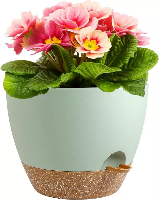 12 inch Large Self Watering Pots, Plant Pots with Mesh Drainage Holes for Indoor Outdoor Plants, Plastic Planters with Deep Reservoir for Garden House Flower Plants, Speckled Black