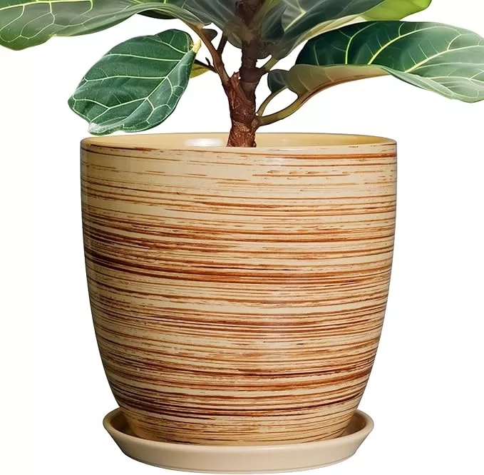 12-inch-planter-pot-ceramic-plant-pots-plants-with-drainage-hole-saucer-large-fl 12 Inch Planter Pot Ceramic Plant Pots for Plants with Drainage Hole and Saucer Large Flower Pot for Home Patio Garden Office Yellow