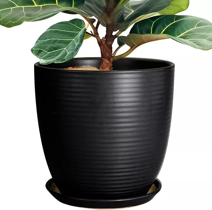 12-inch-pots-plants-ceramic-planter-pot-large-flower-pot-with-drainage-hole-sauc 12 Inch Pots for Plants Ceramic Planter Pot Large Flower Pot with Drainage Hole and Saucer for Home Patio Garden Office Indoor Outdoor Gray