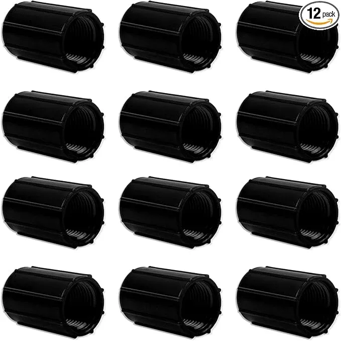 12-pcs-1-2-inch-female-threaded-pvc-fitting-black-pvc-female-adapter-pipe-fittin 12 Pcs 1/2 Inch Female Threaded PVC Fitting Black PVC Female Adapter Pipe Fittings Drip Irrigation System for Irrigation Pipes Riser Extension (Black)