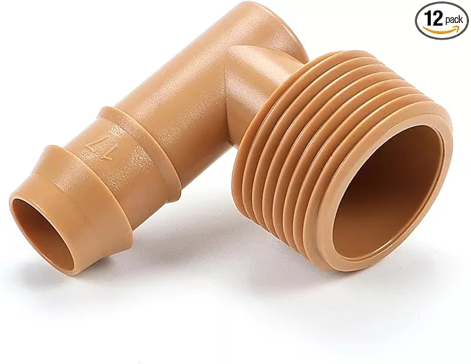12-pieces-3-4-inch-pvc-to-1-2-inch-drip-irrigation-adapter-fittings-3-4-male-pip 12 Pieces 3/4 Inch PVC to 1/2 Inch Drip Irrigation Adapter Fittings, 3/4" Male Pipe Thread(MPT) x 1/2" Drip Line Barbed Elbow Connectors 3/4-in PVC to 1/2-in Poly Tubing Adapter