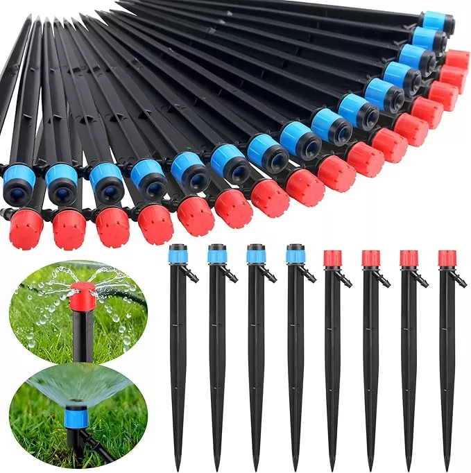 120-pcs-drip-irrigation-emitters-1-4-drip-irrigation-tubing-60-irrigation-emitte 120 Pcs Drip Irrigation Emitters for 1/4'' Drip Irrigation Tubing 60 Irrigation Emitters Sprayer 60 Adjustable 360 Degree Water Flow Drippers for Patio Lawn Garden Watering