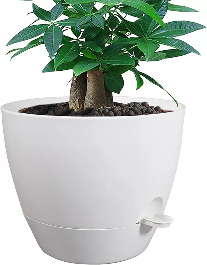 12inch-self-watering-pots-plastic-planters-with-mesh-drainage-holes-deep-reservo 12inch Self Watering Pots, Plastic Planters with Mesh Drainage Holes and Deep Reservoir for Indoor Outdoor Garden Plants and Flowers, White