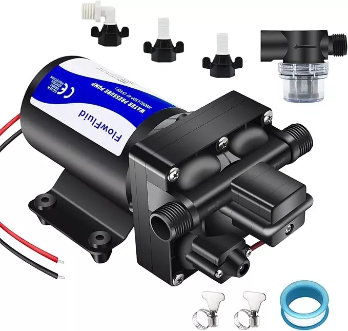12v-dc-water-pressure-booster-pump-rv-70psi-5gpm-washdown-fresh-self-priming-dia 12V DC Water Pressure Booster Pump for RV,70PSI 5GPM Washdown Fresh Self Priming Diaphragm Pump for Boats with Filter,4-Chamner Transfer On Demand Pump for Marine Yacht Caravan Garden Hose