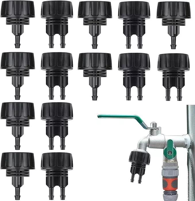 14-pcs-drip-irrigation-hose-connectors-1-4-inch-water-drip-hose-adapter-connecto 14 PCS Drip Irrigation Hose Connectors 1/4 Inch Water Drip Hose Adapter Connectors Garden Hose to 1/4" Drip Irrigation Parts Swivel Garden Faucet Single Head Double Head Hose Quick Connect Fittings