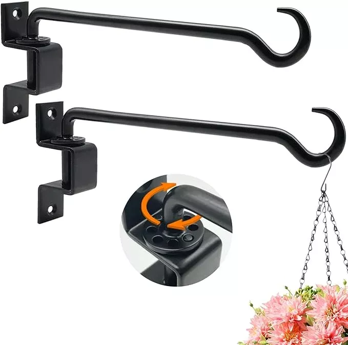 16-inch-2-pack-swivel-plant-hangers-outdoor-heavy-duty-black-iron-plant-hanging- 16 inch 2 Pack Swivel Plant Hangers Outdoor Heavy Duty - Black Iron Plant Hanging Hook Bracket for Flowers Baskets Pots Bird Feeder Lanterns Wind Chimes