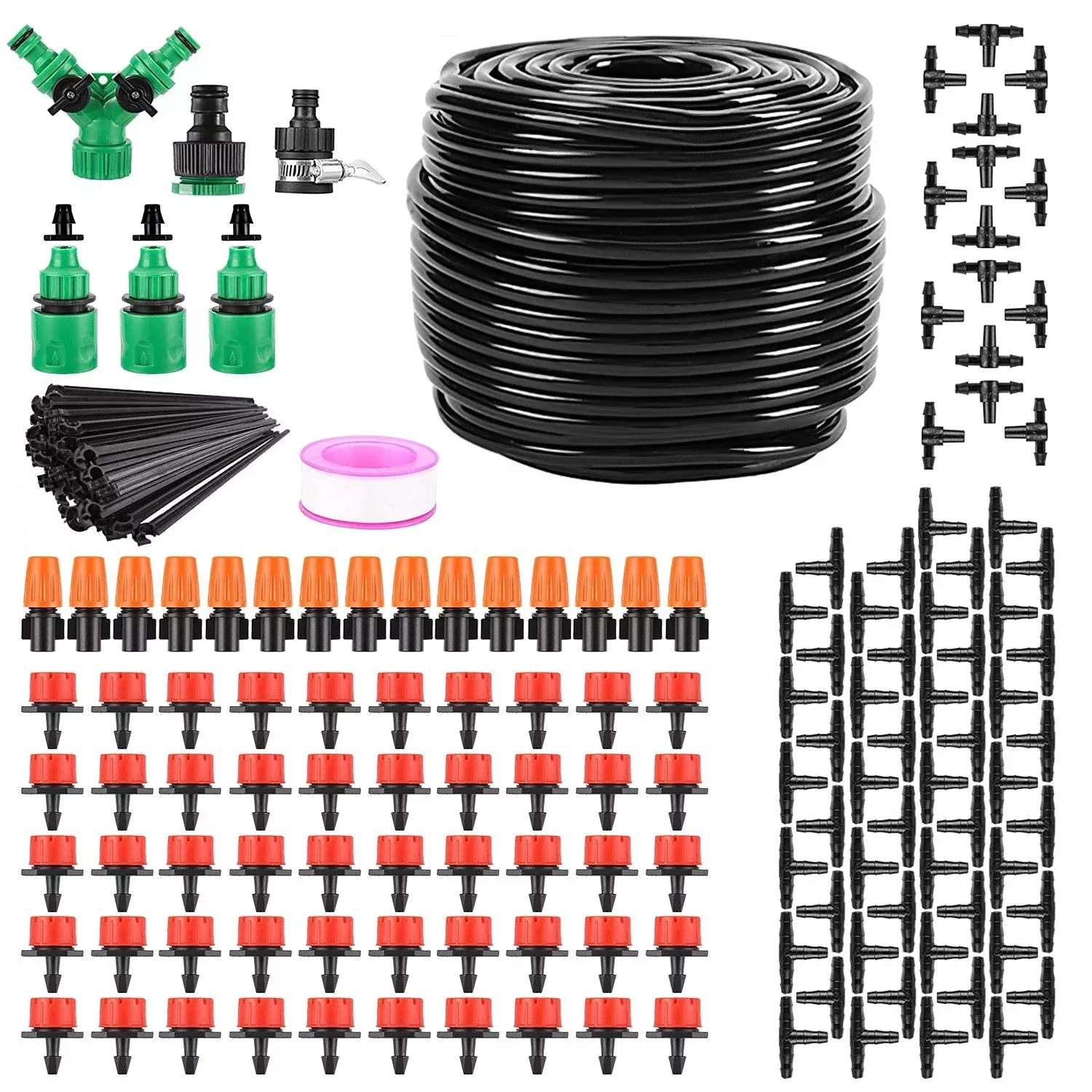 164ft-drip-irrigation-kit-automatic-garden-irrigation-system-misting-plant-water 164FT Drip Irrigation Kit Automatic Garden Irrigation System Misting Plant Watering Drip Kit for Garden Greenhouse Flower Bed Patio Lawn