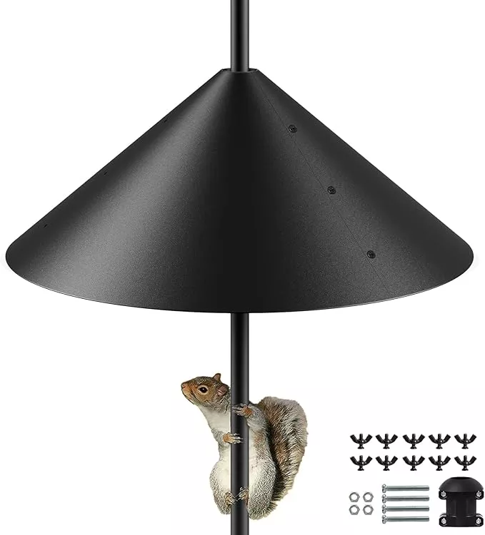 19 Inch Metal Squirrel Baffle for Bird Feeder Pole, Squirrel Proof for Bird Feeder, Bird House Guard for Shepherd’s Hook, Raccoon Stopper, Rust Chew Proof Heavy Duty