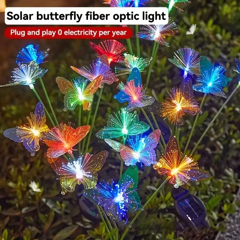 1pc-6-head-led-solar-fiber-optic-butterfly-lights-2-modes-outdoor-idea-landscape 1PC 6-Head LED Solar Fiber Optic Butterfly Lights, 2 Modes Outdoor Idea Landscape Lighting For Garden,Pathways, Lawn, Patio,Yard