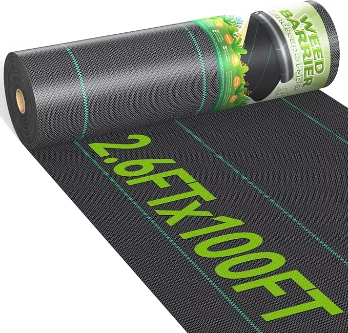 2-6ftx100ft-weed-barrier-landscape-3-2oz-fabric-heavy-duty-woven-weed-control-cl 2.6ftx100ft Weed Barrier Landscape 3.2oz Fabric Heavy Duty, Woven Weed Control Cloth, Woven Geotextile Fabric for Underlayment, Gardening Ground, Commercial Driveway Weed Block Cover Mat