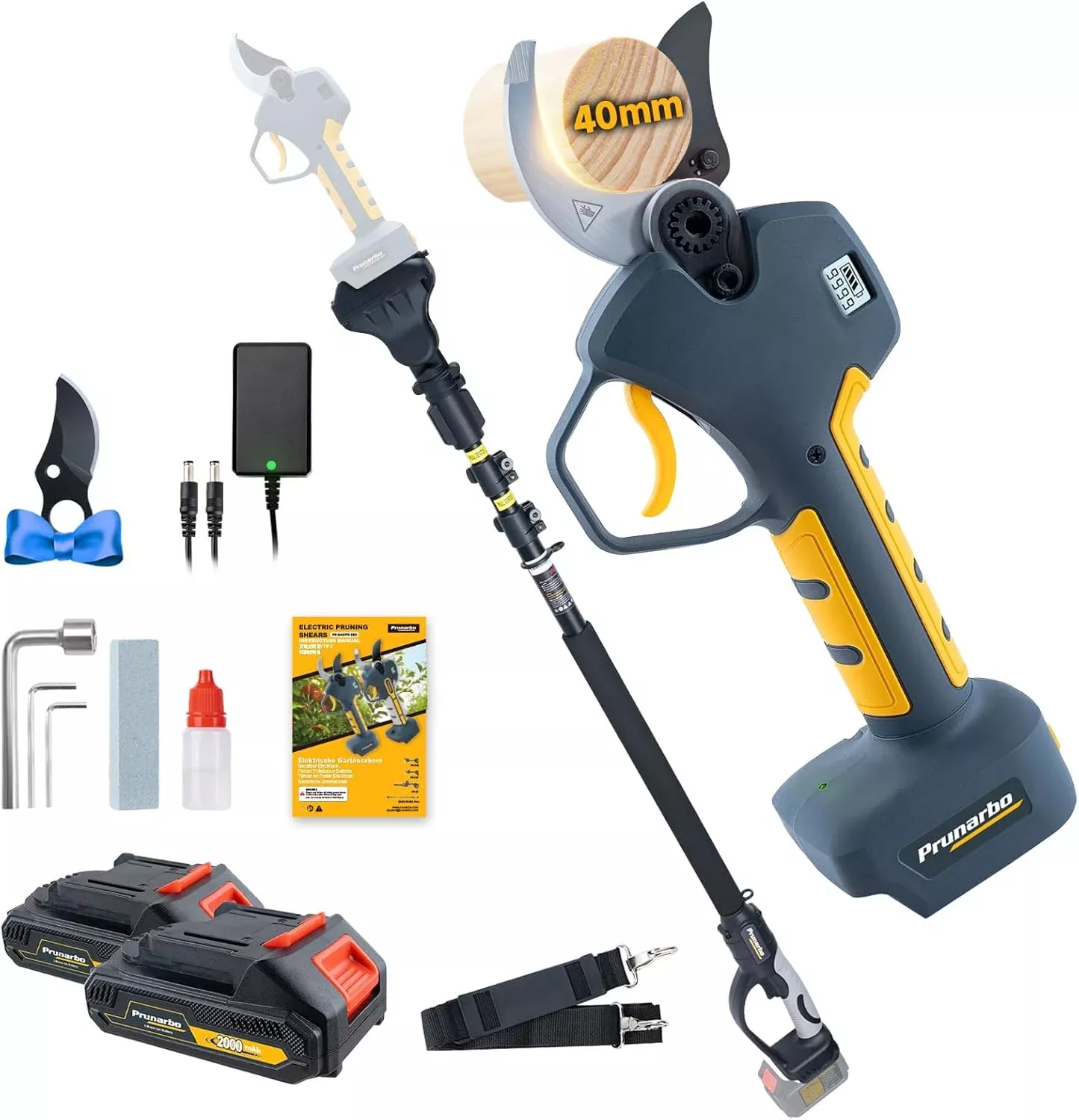 2-in-1-brushless-pole-pruning-shear-40mm-professional-cordless-pruners-with-exte 2-in-1 Brushless Pole Pruning Shear, 40mm Professional Cordless Pruners with Extension 1.6 Inches Compatible with Makita 18V Batteries Electric Tree Pruner 4000mAh Battery Secateurs
