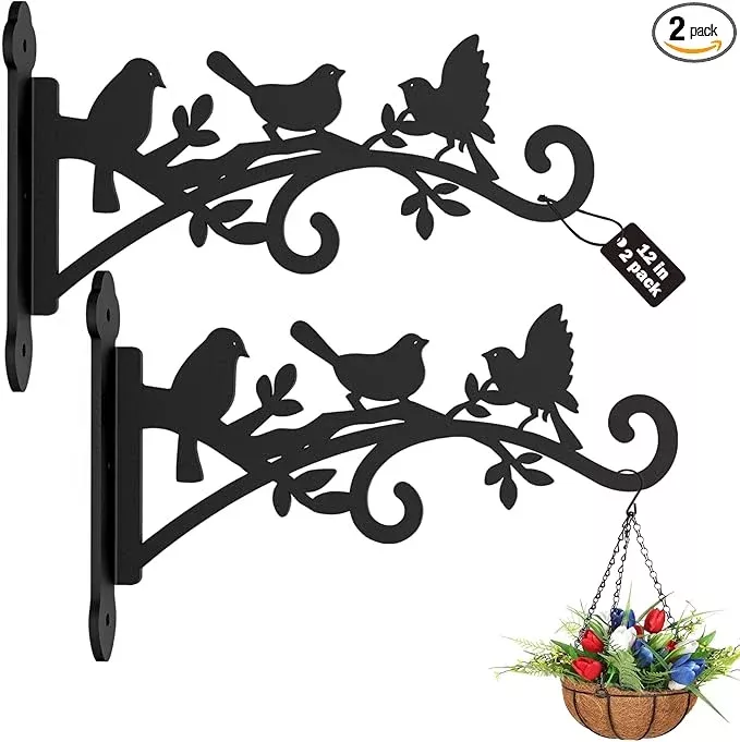 2-pack-hanging-plant-hanger-outdoor-12-in-bird-feeder-wall-hooks-heavy-duty-meta 2 Pack Hanging Plant Hanger Outdoor 12-in Bird Feeder Wall Hooks - Heavy Duty Metal Plant Bracket Hook for Hanging Flower Baskets,Wind Chime