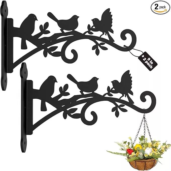 2-pack-hanging-plant-hanger-outdoor-9-in-hanging-basket-wall-hooks-heavy-duty-me 2 Pack Hanging Plant Hanger Outdoor 9-in Hanging Basket Wall Hooks - Heavy Duty Metal Plant Bracket Hook for Hanging Flower Baskets,Bird Feeder