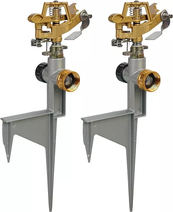 2-pack-zinc-alloy-impact-sprinklers-yard-stainless-steel-pulsating-water-sprinkl 2 Pack Zinc Alloy Impact Sprinklers for Yard, Stainless Steel Pulsating Water Sprinkler Head on Spike Base, Adjustable Water Sprinklers for Large Area Patio Lawn Garden Irrigation