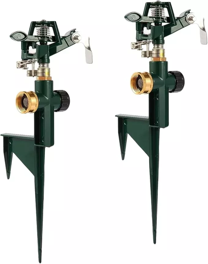 2-packs-green-garden-sprinklers-zinc-alloy-water-bird-sprinkler-on-metal-base-ad 2 Packs Green Garden Sprinklers, Zinc Alloy Water Bird Sprinkler on Metal Base, Adjustable 360 Degree Lawn Irrigation for Yard