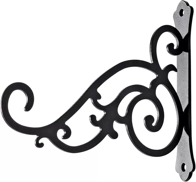 2 Pieces 8-Inch Outdoor Decorative Iron Wall Hooks for Hanging Lanterns Indoor Plants Hummingbird Feeders, Black