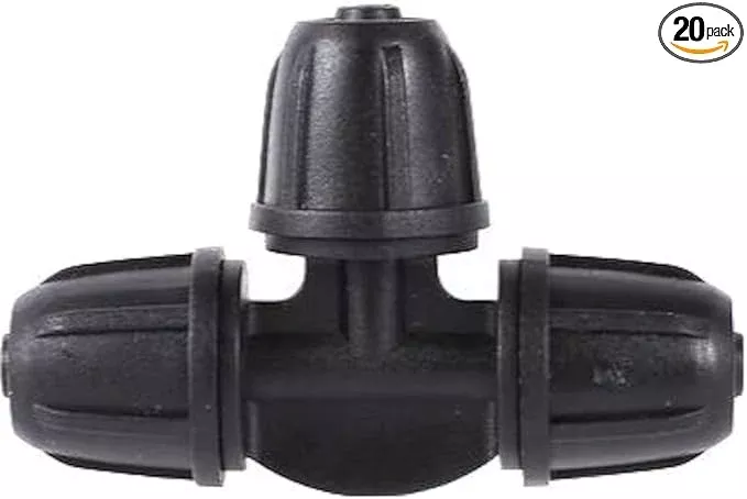 20-pack-quick-connect-locking-1-4-drip-irrigation-tee-coupling-connectors-upgrad 20-Pack Quick-Connect Locking 1/4" Drip Irrigation Tee Coupling Connectors, Upgraded 3-Way Tee Fittings for 1/4 Inch Irrigation Tubing, Drip Kit (Tee - 20 Pack)