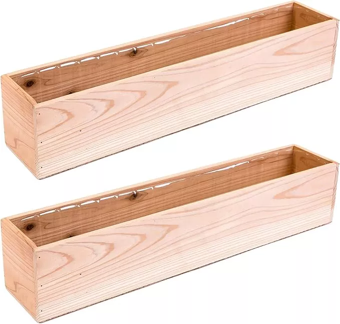 20-rectangular-rustic-wood-planter-with-plastic-liner-l-rose-wood-l-country-styl 20" Rectangular Rustic Wood Planter with Plastic Liner l Rose Wood l Country Style, Home and Wedding Decorations, Garden Ornaments (20x4 Set of 2, Rose Wood)