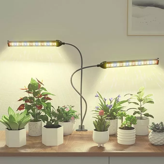 [2024 Newest] Grow Light, 5000K Full Spectrum White Red Blue 138 LED Plant Lamp Clip-on Desk for Indoor Plants Growing, 5 Dimmable Levels & Timer Setting 4/8/12/18H
