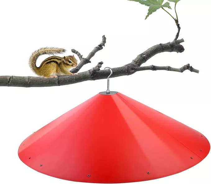24-inch Large Outdoor Squirrel Baffles for Bird Feeders Pole, Baffle with Metal Frame, Squirrel Guard for Bird Houses, Two Way Use, Black Color