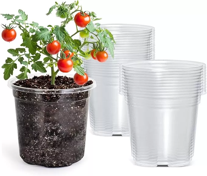 30-packs-5-inch-reinforced-clear-nursery-pots-with-drainage-hole-transparent-var 30 Packs 5 Inch Reinforced Clear Nursery Pots with Drainage Hole, Transparent Variety Pack Plastic Plant Pot Seedling Planter Seed Starter Flower
