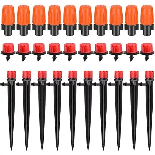 30 Pcs Drip Irrigation Kits with 10 Pcs 1/4 Drip Irrigation Emitters10 Pcs 360 Degree Adjustable Irrigation Drippers Sprinklers and 10 Pcs 3 Way Atomizing Nozzles for (4-7mm) Watering Patio
