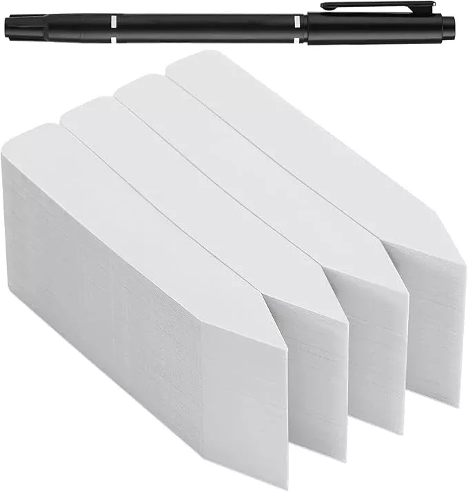 300-pcs-plant-labels-4-inch-plastic-potted-plant-name-tags-seedlings-seed-label- 300 Pcs Plant Labels, 4 Inch Plastic Potted Plant Name Tags, Seedlings Seed Label Markers Nursery Plant Stake Tag with Bonus Marking Pen for Outdoor Indoor Garden Patio Flower Vegetable, White