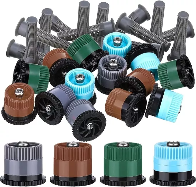 32-pieces-4-type-variable-arc-nozzle-pop-up-sprinkler-head-adjustable-360-degree 32 Pieces 4 Type Variable Arc Nozzle Pop-Up Sprinkler Head Adjustable 360 Degree Rotating Sprinkler Heads Replacement for Garden Lawn Irrigation (Multi Colors)