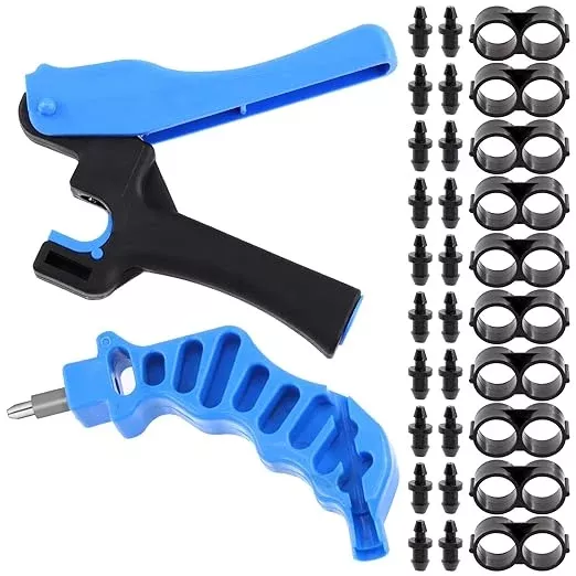 32pcs-drip-irrigation-tubing-hole-punch-fitting-insertion-tool-with-1-2-3-8-drip 32Pcs Drip Irrigation Tubing Hole Punch & Fitting Insertion Tool with 1/2" 3/8” Drip Tube Closure Connectors End Cap Plugs for 5/8" 25/32" 1" Pipe Garden Greenhouse Agricultural Watering