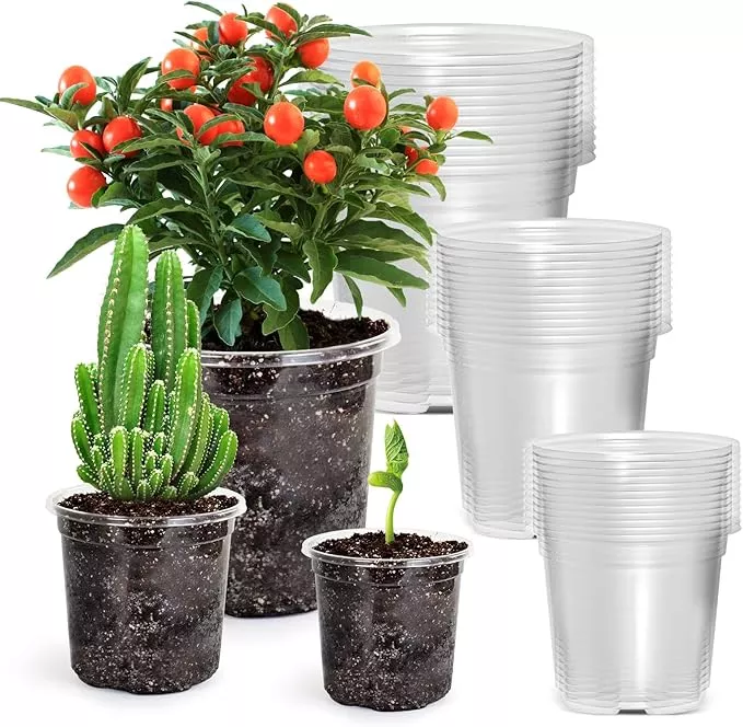 36-packs-5-4-3-5-inch-reinforced-clear-nursery-pots-with-drainage-hole-transpare 36 Packs 5/4/3.5 Inch Reinforced Clear Nursery Pots with Drainage Hole, Transparent Variety Pack Plastic Plant Pot Seedling Planter Seed Starter Flower
