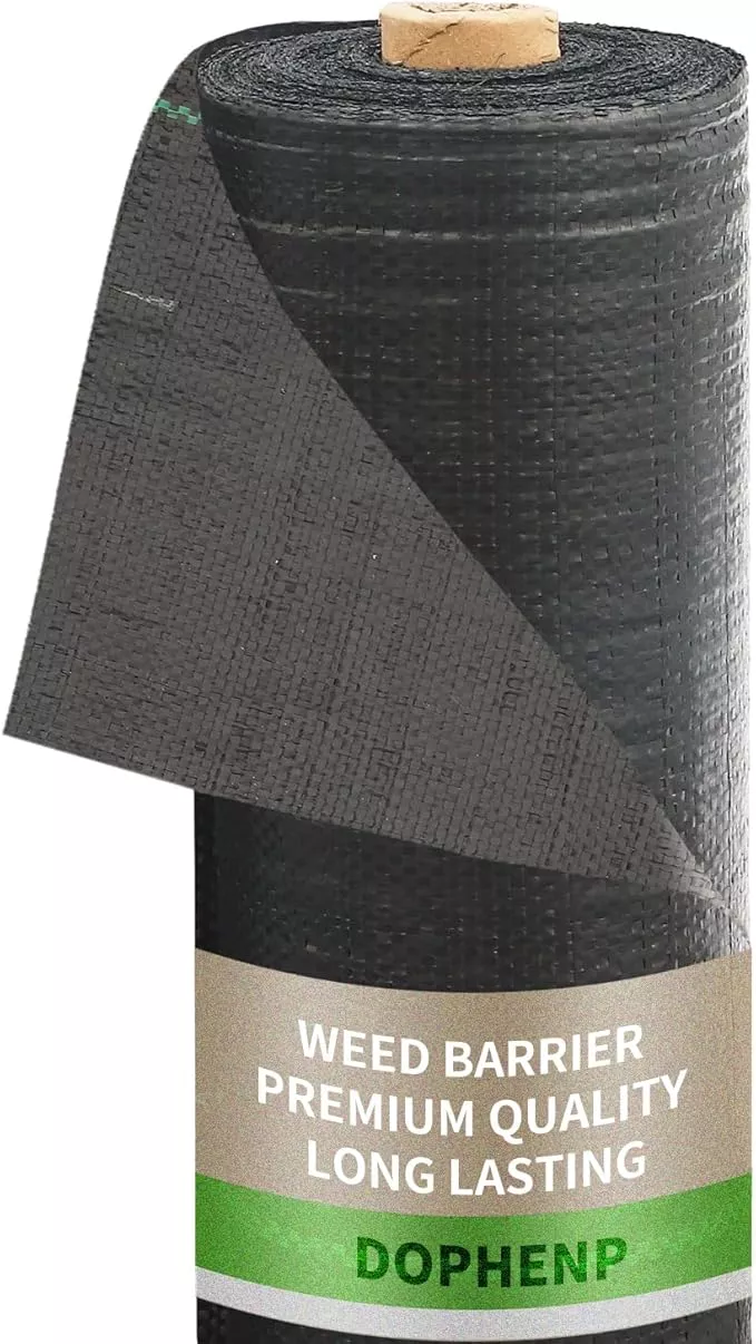 3x100ft-3-2oz-weed-barrier-landscape-fabric-heavy-duty-woven-weed-control-fabric 3x100ft 3.2OZ,Weed Barrier Landscape Fabric Heavy Duty, Woven Weed Control Fabric, High Permeability Good for Flower Bed, Geotextile Fabric Underlayment, Driveway (4ft*100ft)