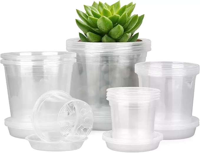 4-5-6-7-inch-clear-nursery-pots-plants-with-sacuers-20-pack-plastic-flower-pots- 4/5/6/7 Inch Clear Nursery Pots for Plants with Sacuers 20 Pack, Plastic Flower Pots with Drainage Holes, Variety Pack Seedlings Garden Pot for Indoor Outdoor (4+5+6+7 inch)
